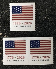2026USA Forever U.S. Flag 1776 – Coil Set of Single & Pair Mint (BCA)