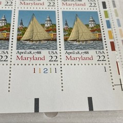 Maryland 1987 22 Cent US Stamp Sheet Mint Never Hinged Historical Events