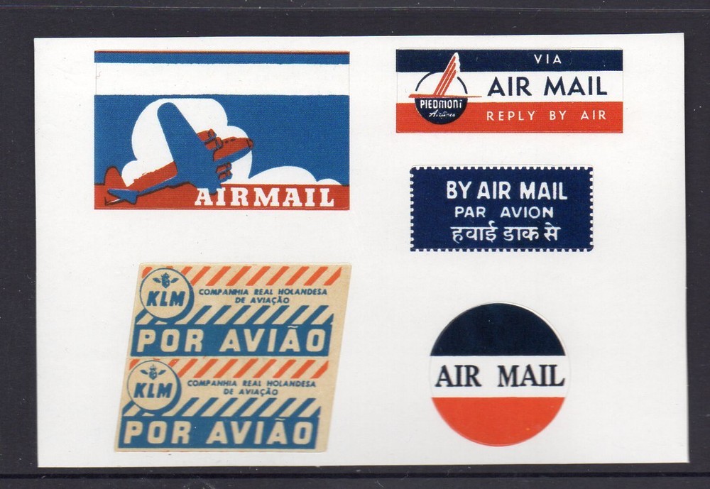 AIRMAIL LABELS OF THE PAST. REPRODUCED AS PEEL AND STICK LABELS. LOOK GREAT!,,,,