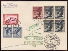 Austria Germany 2x 1932 Graf Zeppelin 6.SAF Mi275 Bordpost Cover UNLISTED 99755