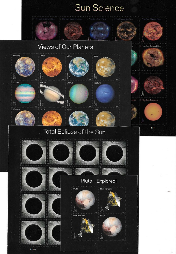 Our Solar System! 4 Different USPS Forever Self-Adhesive Sheets 2016-2021
