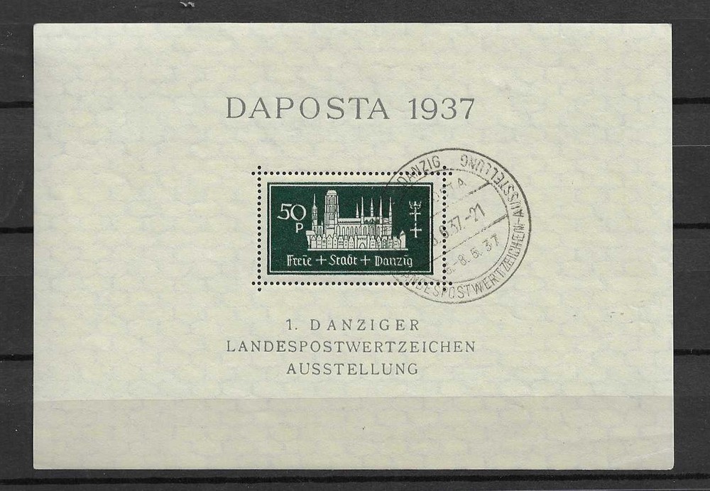 GERMANY DANZIG; 1937 DAPOSTA fine used hinged Special SHEET