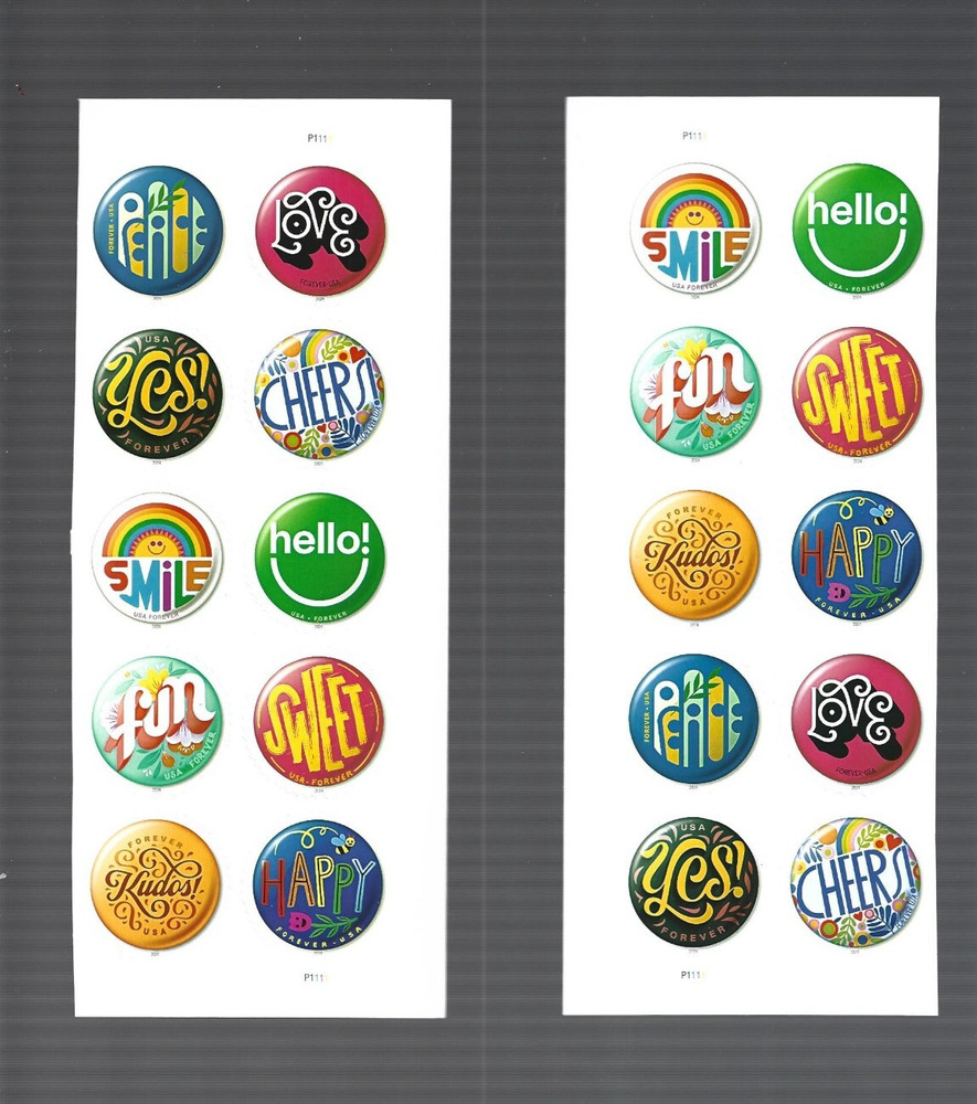 DISCOUNT POSTAGE 💥2023 “PINBACK BUTTONS” 20 Forever Stamps FV US$15.60