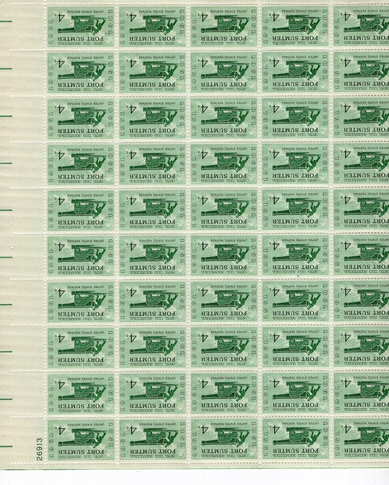 1961 4 cent Civil War Fort Sumter Full Sheet of 50 Scott #1178, NH