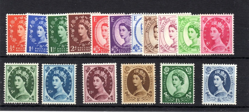 SG 540 – SG 556 EDWARD 1955 WMK UPRIGHT SET WILDING STAMPS HINGED ^^