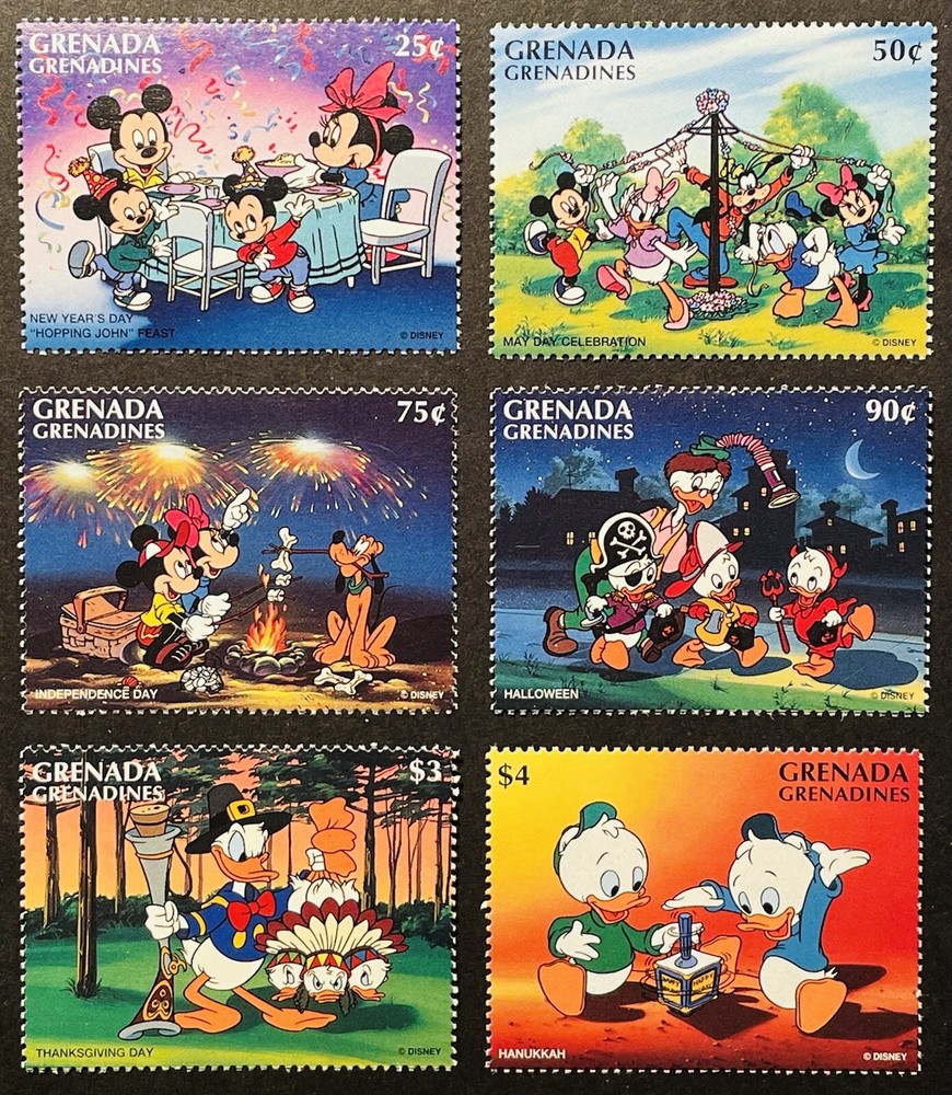 GRENADA GREN DISNEY HOLIDAYS STAMPS SET 6V 1996 MNH HALLOWEEN THANKSGIVING