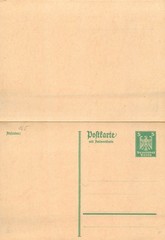 E0045 Germany 1933-1945 postal stationery card prepaid reply 5 Pf. unused