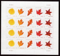 2025 USPS SHEET OF 100 POSTCARD STAMPS VIBRANT LEAVES 61¢