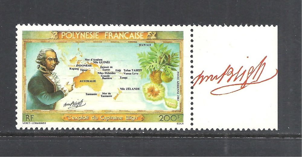 FRENCH POLYNESIA SCOTT C199 MLH VF – 1983 200fr MULTI-COLOR ISSUE
