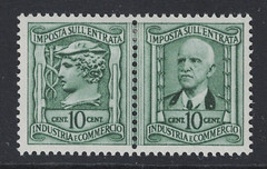 Italy 1940 10c Entrata Pair Mint Hinged / Wmk Crown Upright – S32094