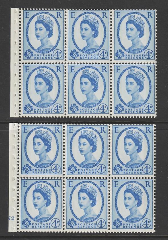 GB QEII 4d Wilding Booklet Panes. N2 & Y Flaw. Wmk Crowns, Upright SG SB111.