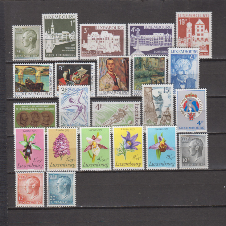 LUXEMBOURG 1975 COMPLETE YEAR SET MINT NEVER HINGED MNH (SEE PICTURE)