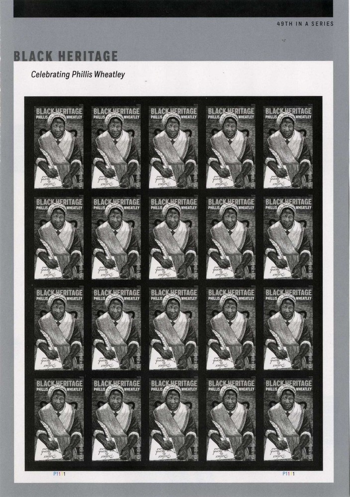 NDC 2026, Phillis Wheatley Imperf Pane of 20 / Sheet without die cuts NDC