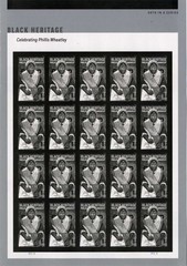 NDC 2026, Phillis Wheatley Imperf Pane of 20 / Sheet without die cuts NDC