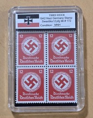Third Reich WWII Nazi German NSDAP Swastika Stamp Block NSDAP MNH w Slab Case