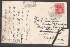 Redirected Port Said Post Card – 1911 PAQUEBOT ADEN & LONDON CDS’s