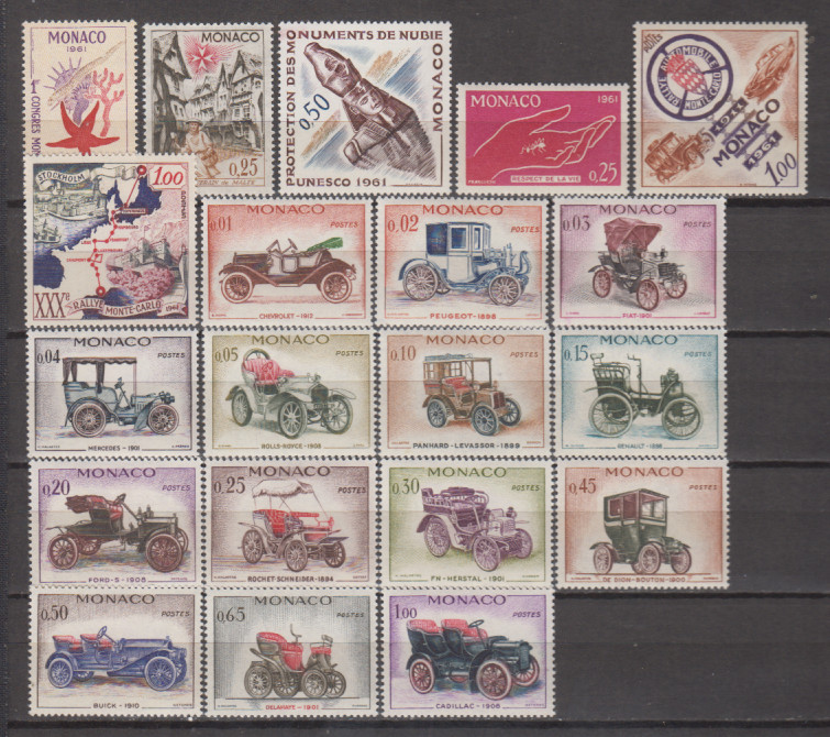 MONACO 1961 YEAR SET (20 STAMPS- NO 2 AIR) MINT NEVER HINGED MNH – SEE PICTURE