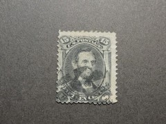 US Stamp Scott No 91 1867 15c Abraham Lincoln, Black, E Grill, Perf 12 VF