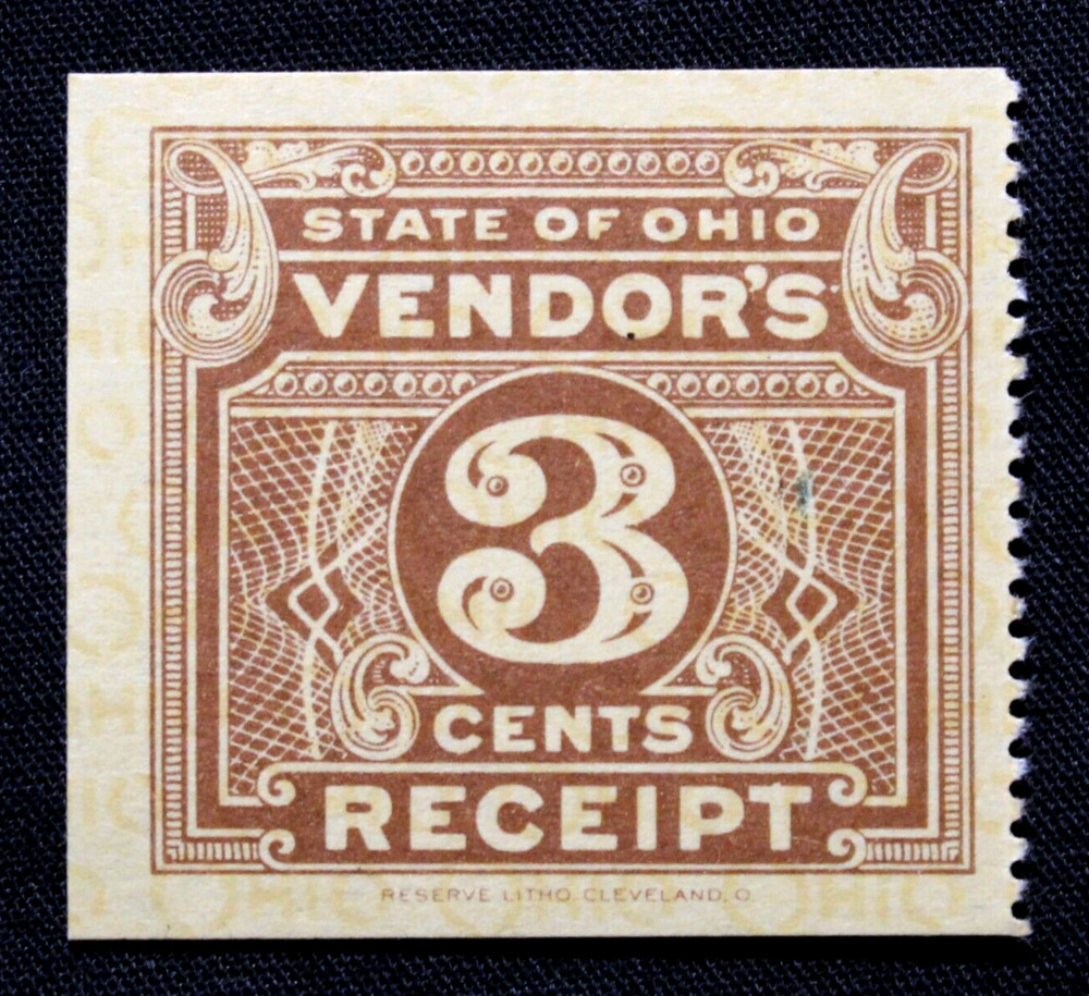 US Stamps Revenue State of Ohio 3c Vendor’s Receipt Tax Stamp GRL20