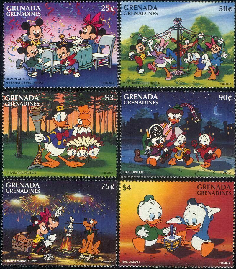 Grenada Grenadines 1996 Disney Holidays Fireworks Costumes Halloween 6v set MNH