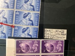 GB stamp error flaw mint block collection KGVI QE *a510