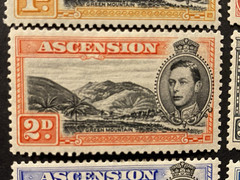 Ascension 1938-53, 7x Stamps Mint Light Hinge Short set + Original gum.