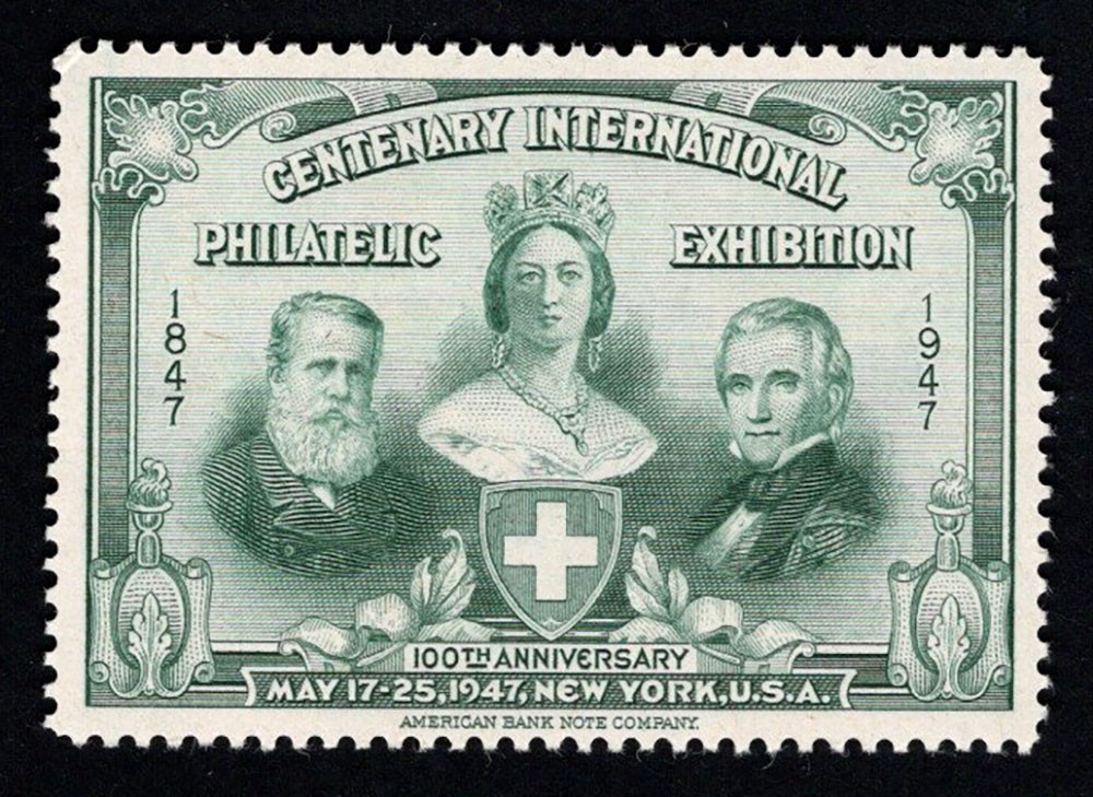 US 1947 Centenary International Philatelic Exhibition Poster Stamp NY – GREEN