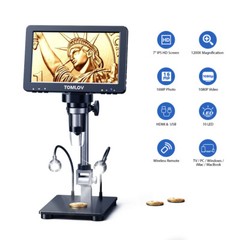 TOMLOV Digital Microscope 7″ 10″ 1200X 1080P Coin Microscope Soldering Magnifier