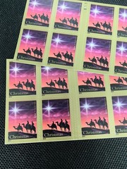 5 Booklets 100 Self Stick Christmas Stamps “CHRISTMAS MAGI”