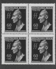 MNH 1943 stamp block Sc B20 / Heydrich Death mask stamp / Third Reich WWII