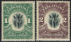 TANGANYIKA 1922 GIRAFFE 1/- AND 2/- WMK UPRIGHT