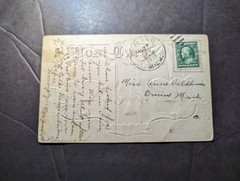 1910 USA Holiday Halloween Postcard Cover Detroit to Overisel MI Bat Pumpkin
