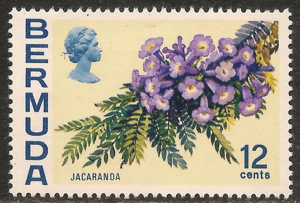 Bermuda #263a (A41) / SG #305 VF MNH – 1974 12c Jacaranda Flower / Upright Wmk.