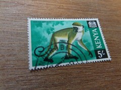 KENYA – Stamp – Sc# 33 – Vervet Monkey- used – 1966 -69 – F/VF