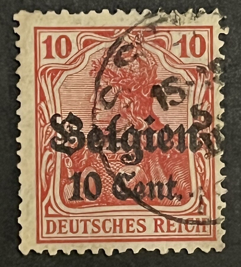 Travelstamps: Germany Occu. Belgium OP Stamps 10c on 10pf Used Handstamped