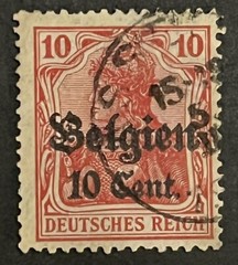 Travelstamps: Germany Occu. Belgium OP Stamps 10c on 10pf Used Handstamped