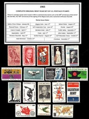 1965 -COMPLETE YEAR SET OF MINT, NEVER HINGED, (MNH) VINTAGE U.S. POSTAGE STAMPS