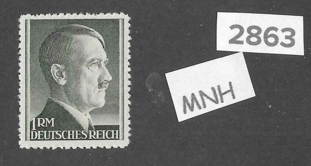 Very Nice MNH 1RM Third Reich Adolf Hitler stamp / 1942-1944 / Sc524 Perf 14.0