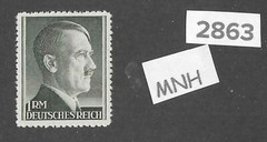 Very Nice MNH 1RM Third Reich Adolf Hitler stamp / 1942-1944 / Sc524 Perf 14.0