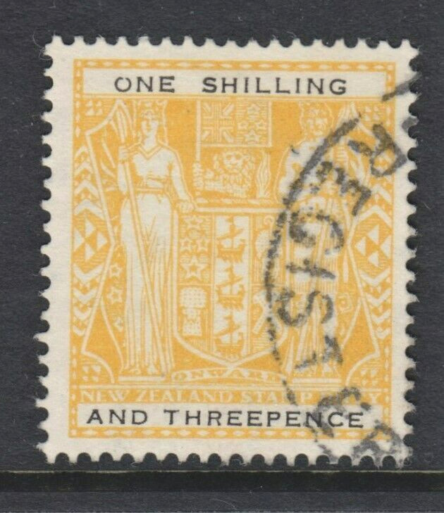 New Zealand fine used 1s 3d postal fiscal with upright wmk
