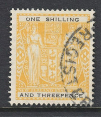 New Zealand fine used 1s 3d postal fiscal with upright wmk