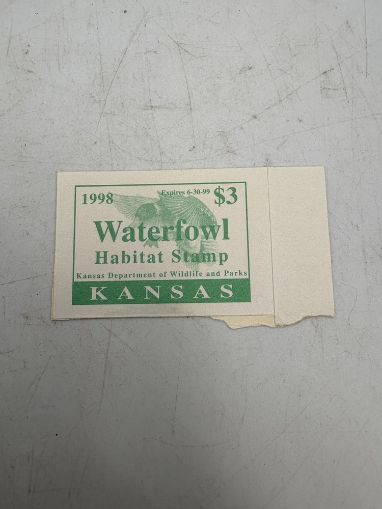 Kansas 1998 State Duck Stamp Mallard Green Peel And Stick Stamp
