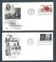 Set of 2 US FDC 1965 5c Sc #1261 & 1270 New Orleans and Robert Fulton Art Craft
