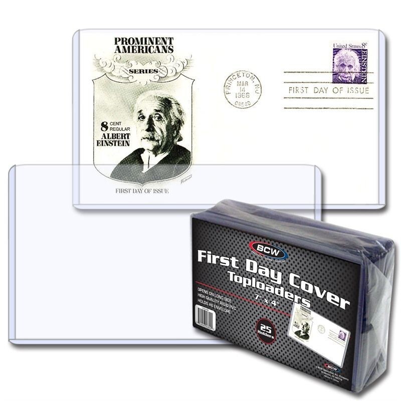 First Day Cover FDC #6 Toploaders 7 x 4 1/16 25 Semi Rigid Holders Envelope BCW
