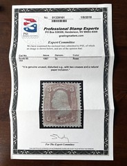 US Stamps; Scott #85 1867 Grilled Issues MINT (Scarce Stamp) w/PSE Cert. $8,000