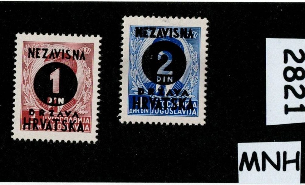 MNH stamp set Overprint 1941 Sc 24-25 German occupation of Croatia WWII #2821