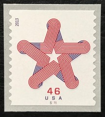 2013 Scott #4749 – 46¢ – PATRIOTIC STAR – Single Coil Stamp – Mint NH