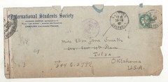 1949 Cabourg France Calvados -Tulsa International Students Society Censor Cover