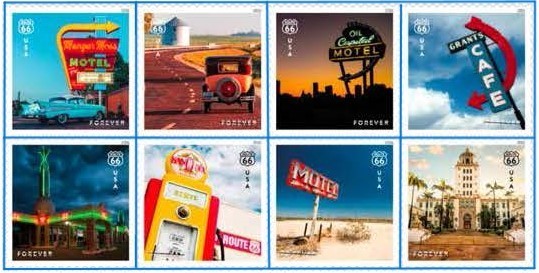 US Route 66 Forever Stamp Set of 8 Singles Scott #6074-6081 (Avail After May 5)