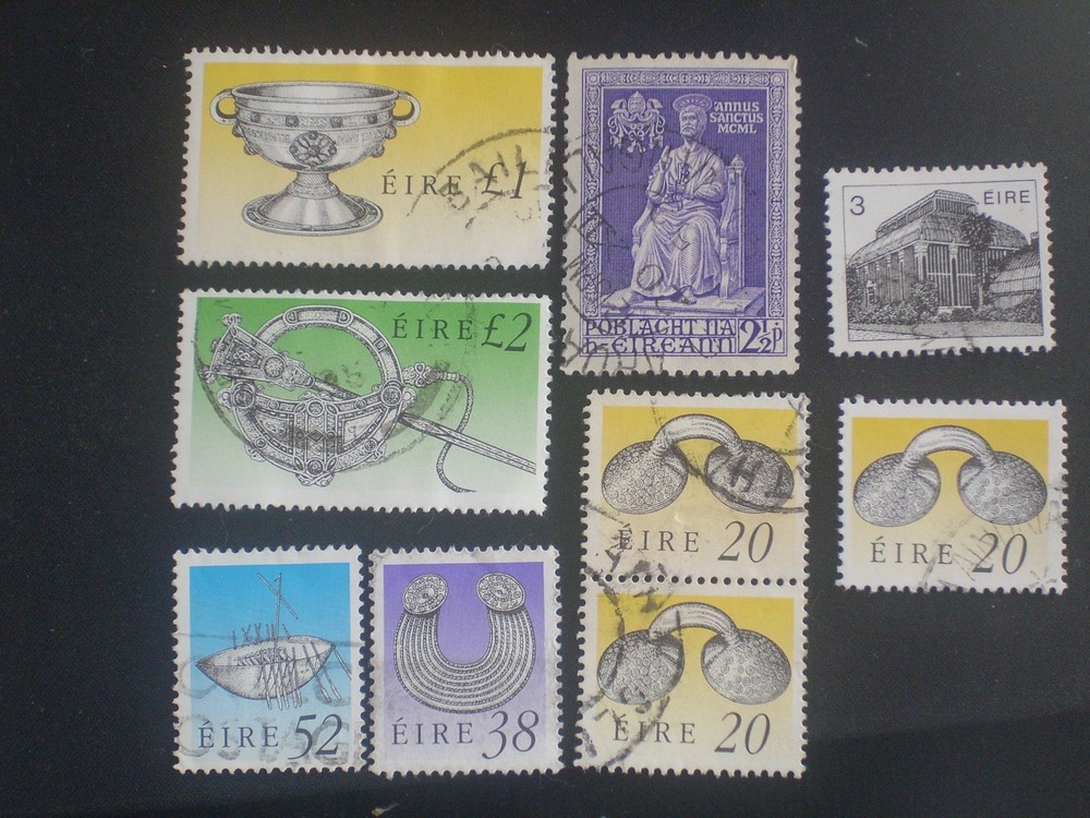 9 STAMPS OF IRELAND,LOT 7 SINGLES,1 PR.USED,NHGE,BUY 3 THIS SELLER SHIP IS FREE